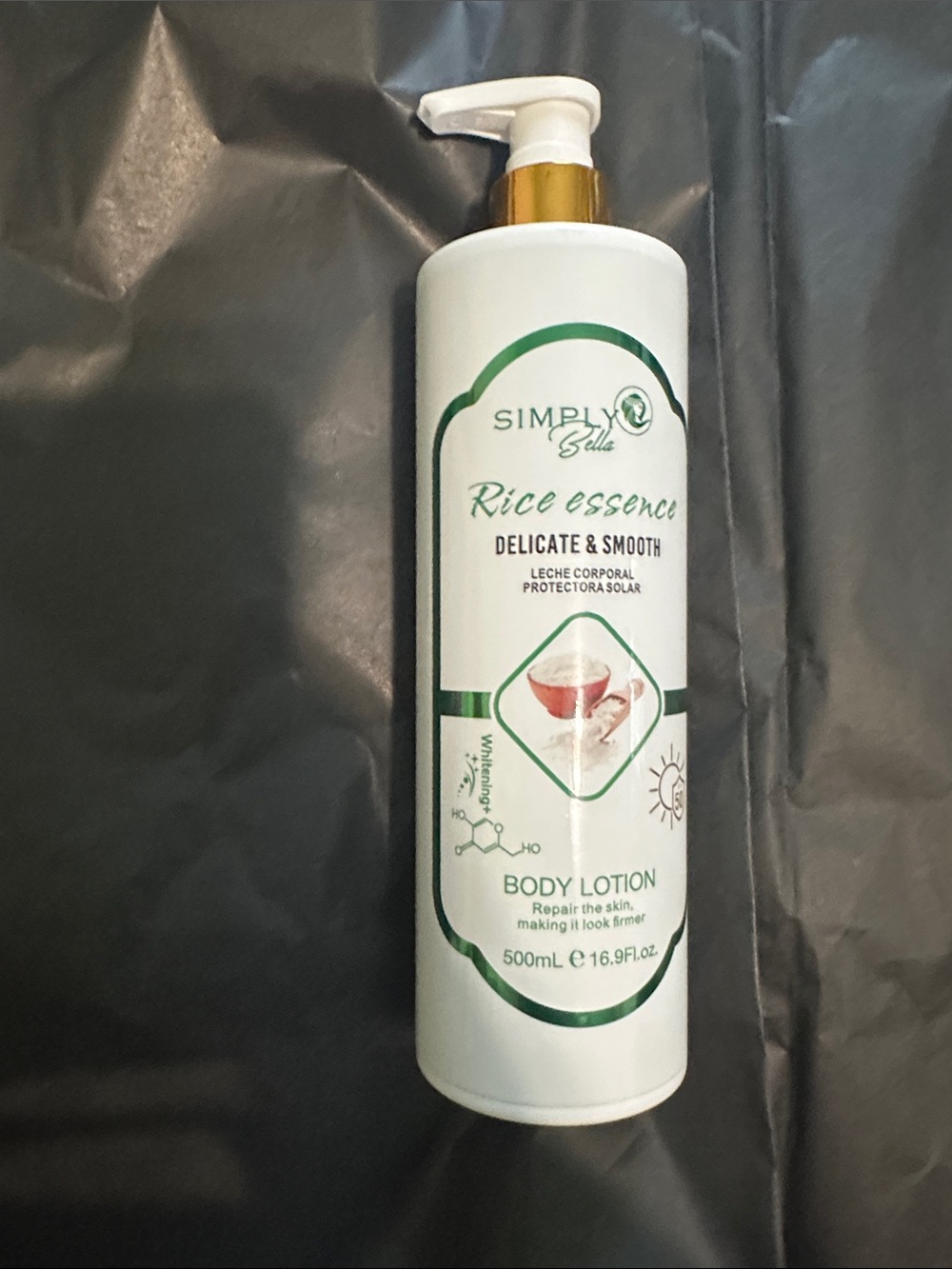 Simply Belle White Bottle with Green & Gold Accents Body Lotion